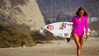 pic for Girl In Pink Surfing Suit 